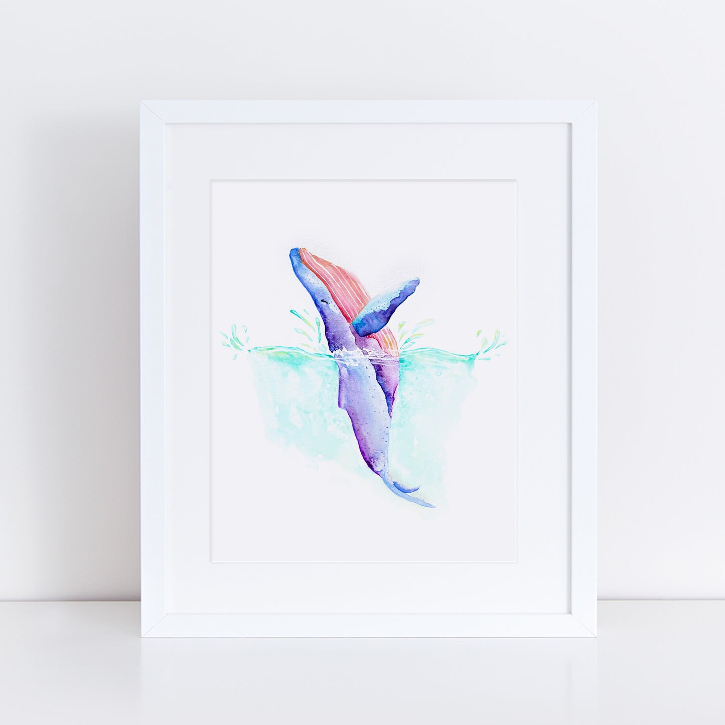 Watercolor Whale Wall Art Print