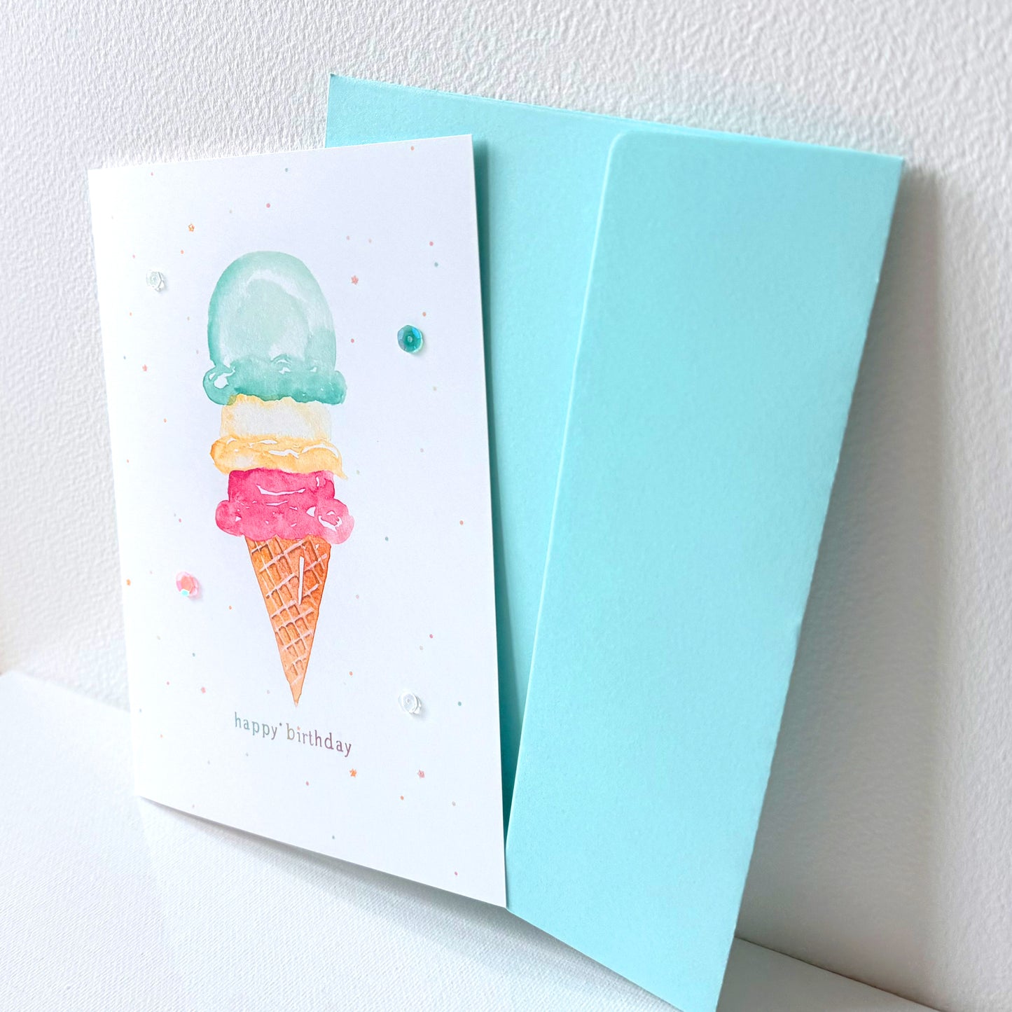 Rainbow Ice Cream Birthday Greeting Card