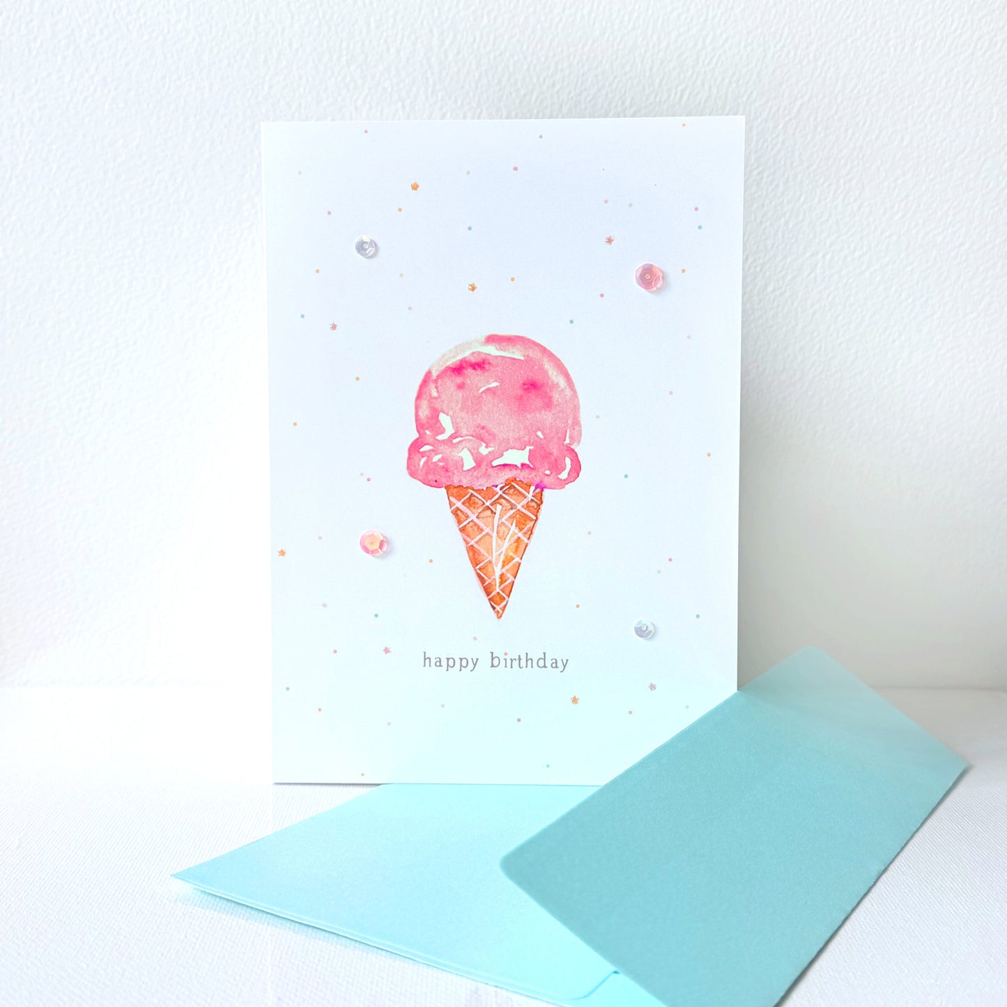 Strawberry Ice Cream Birthday Greeting Card