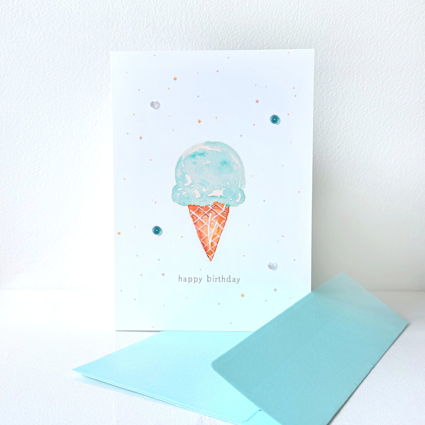 Mint Ice Cream Birthday Greeting Card