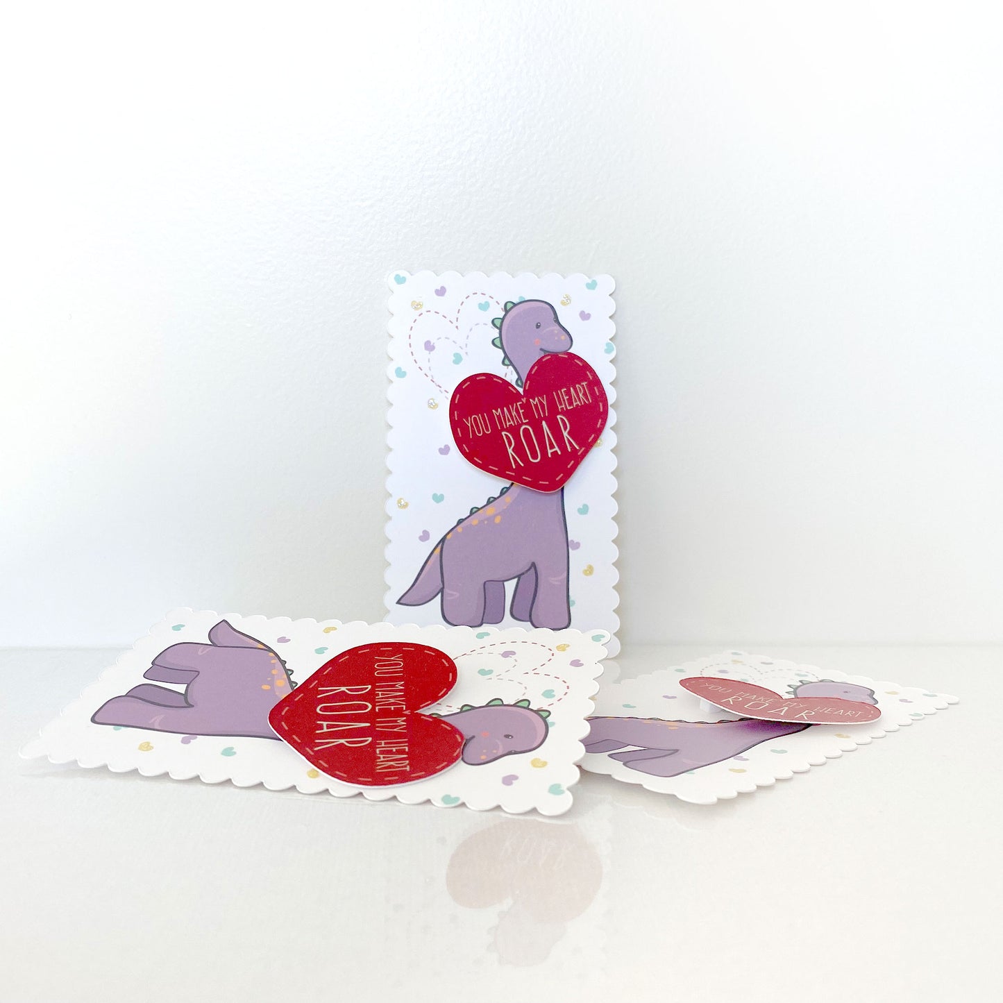 Mini Dinosaur Valentine Card Set
