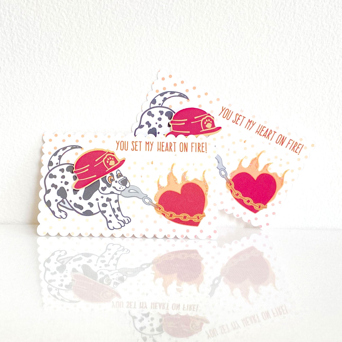 Mini Fire Fighter Dog Valentine Card Set