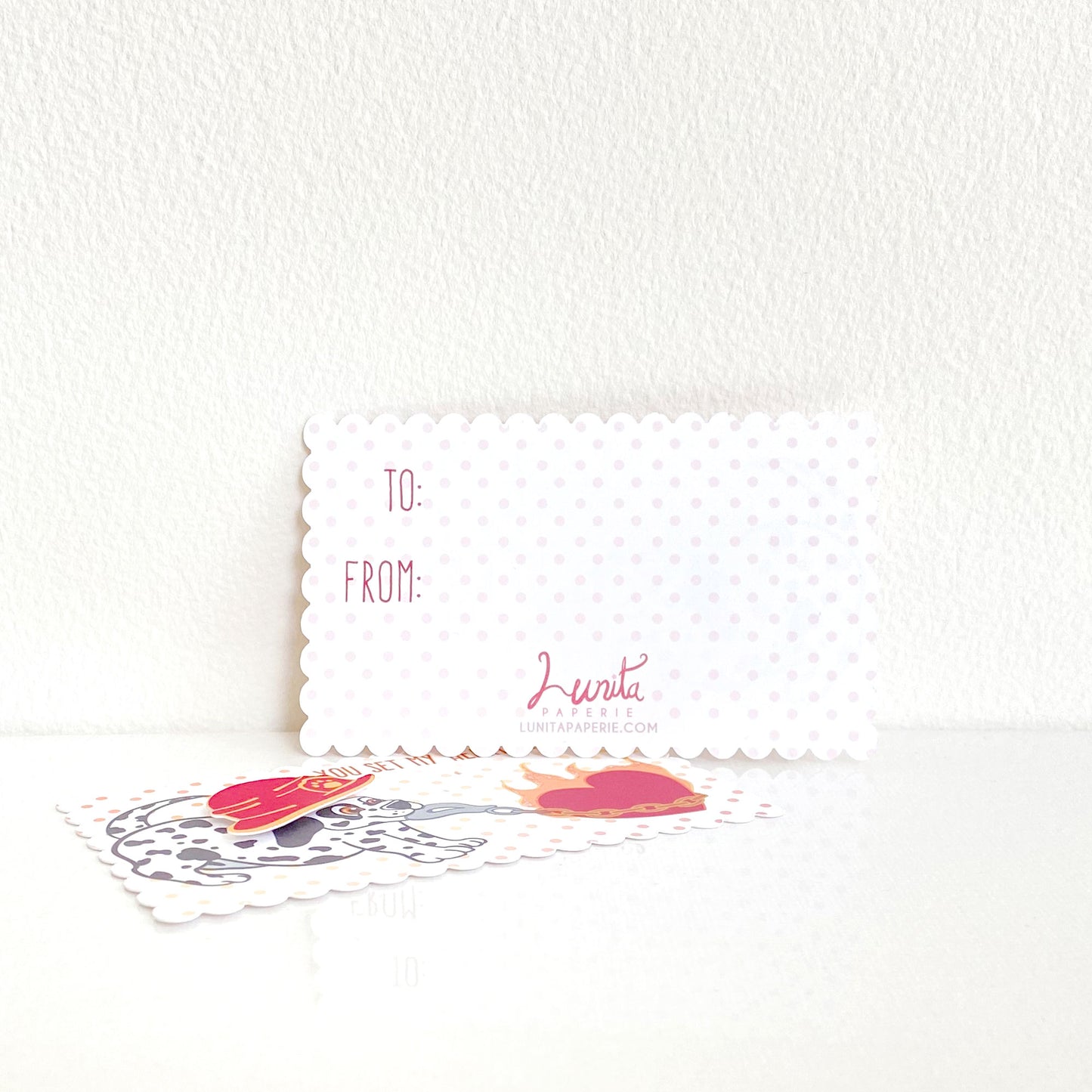 Mini Fire Fighter Dog Valentine Card Set