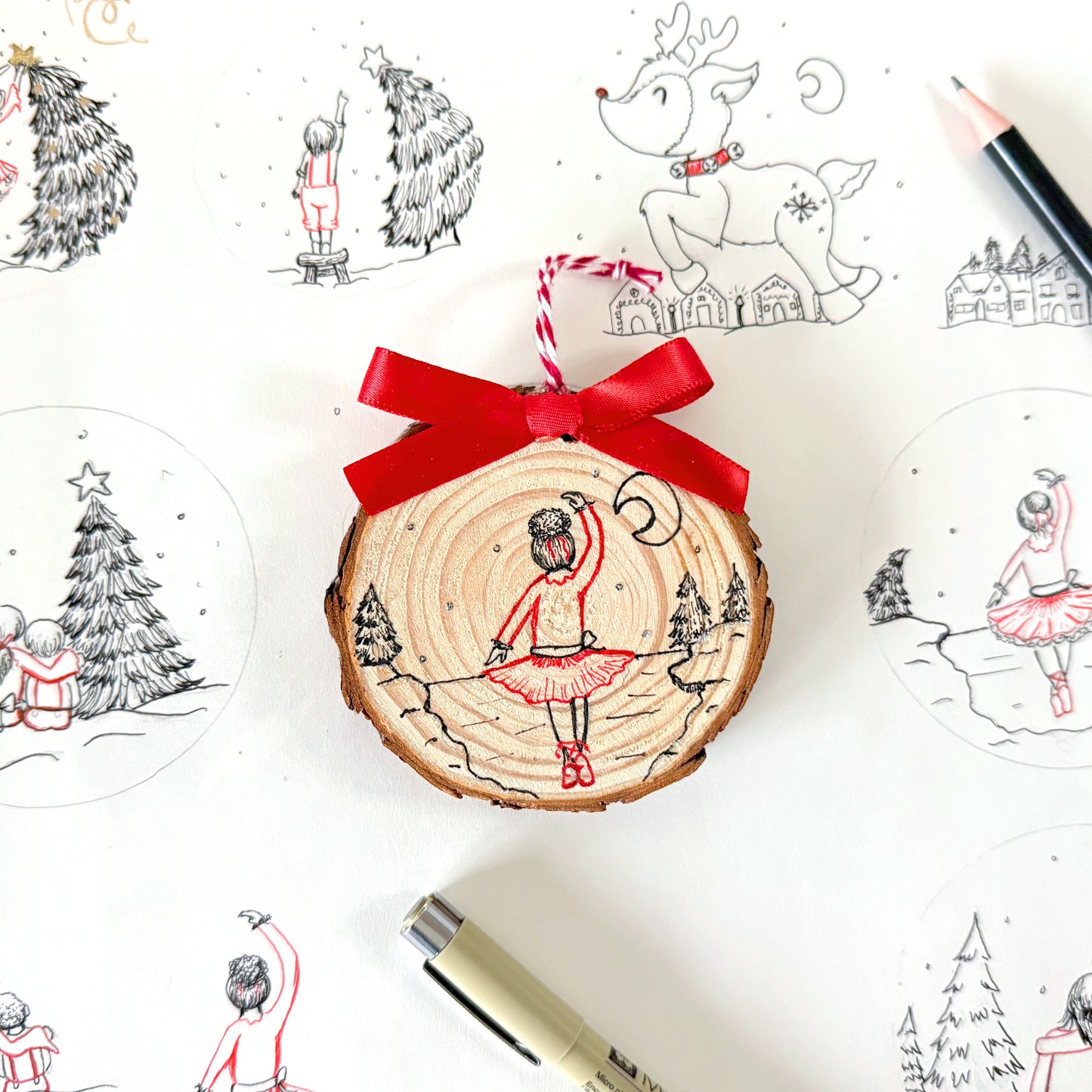 Wood Christmas Ornament: Ballet I