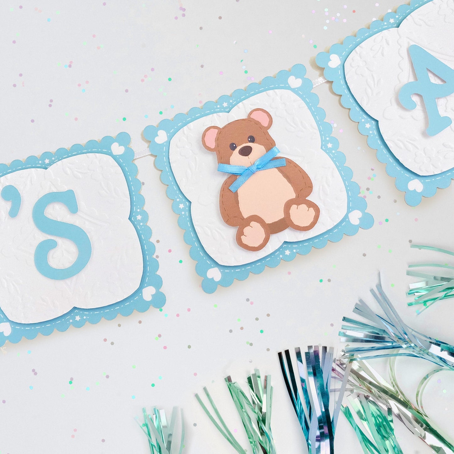 Teddy Bear Baby Boy Banner