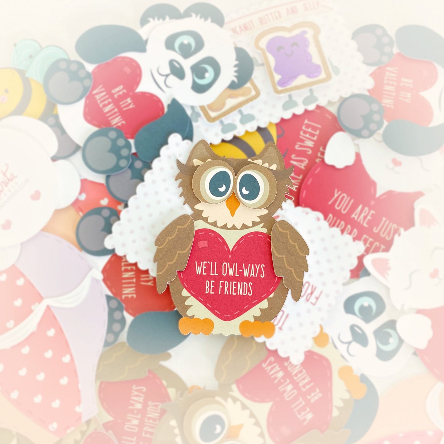 Mini Owl Valentine Card Set