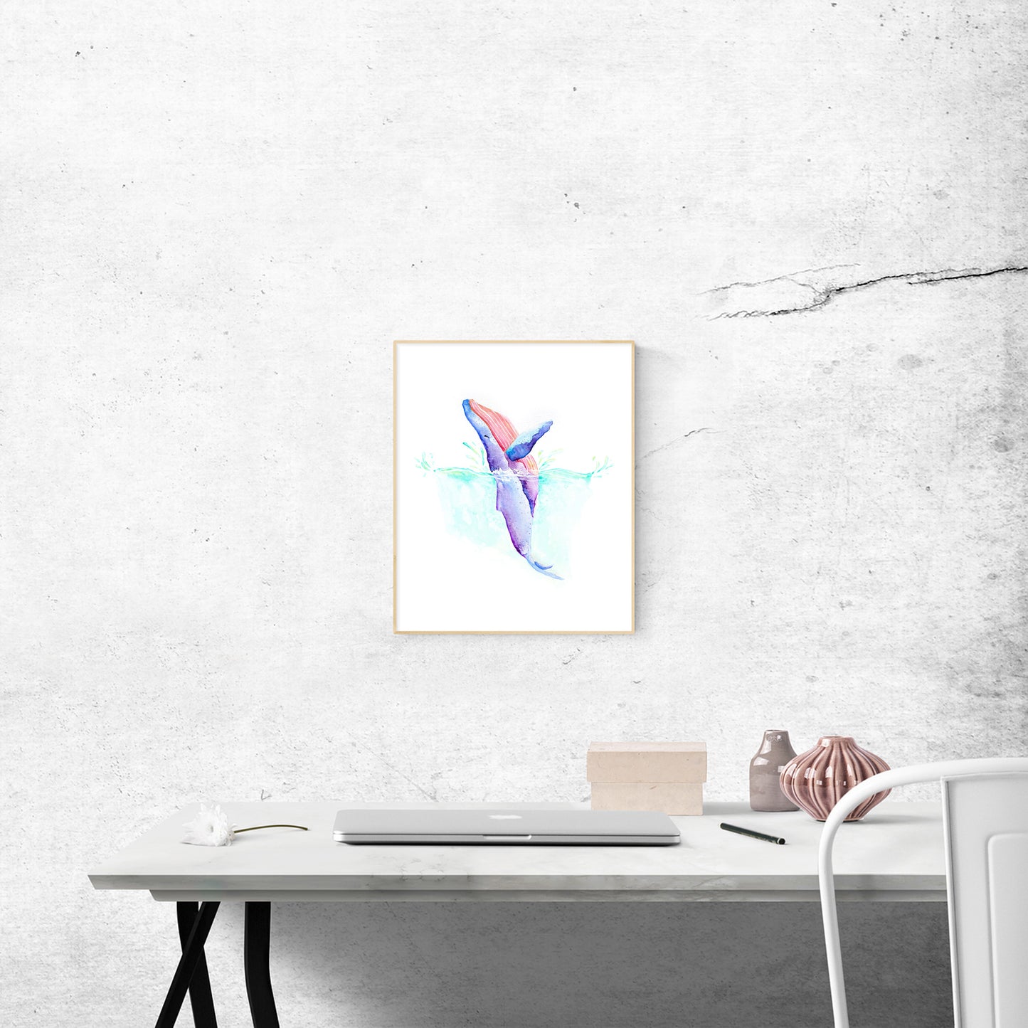 Watercolor Whale Wall Art Print