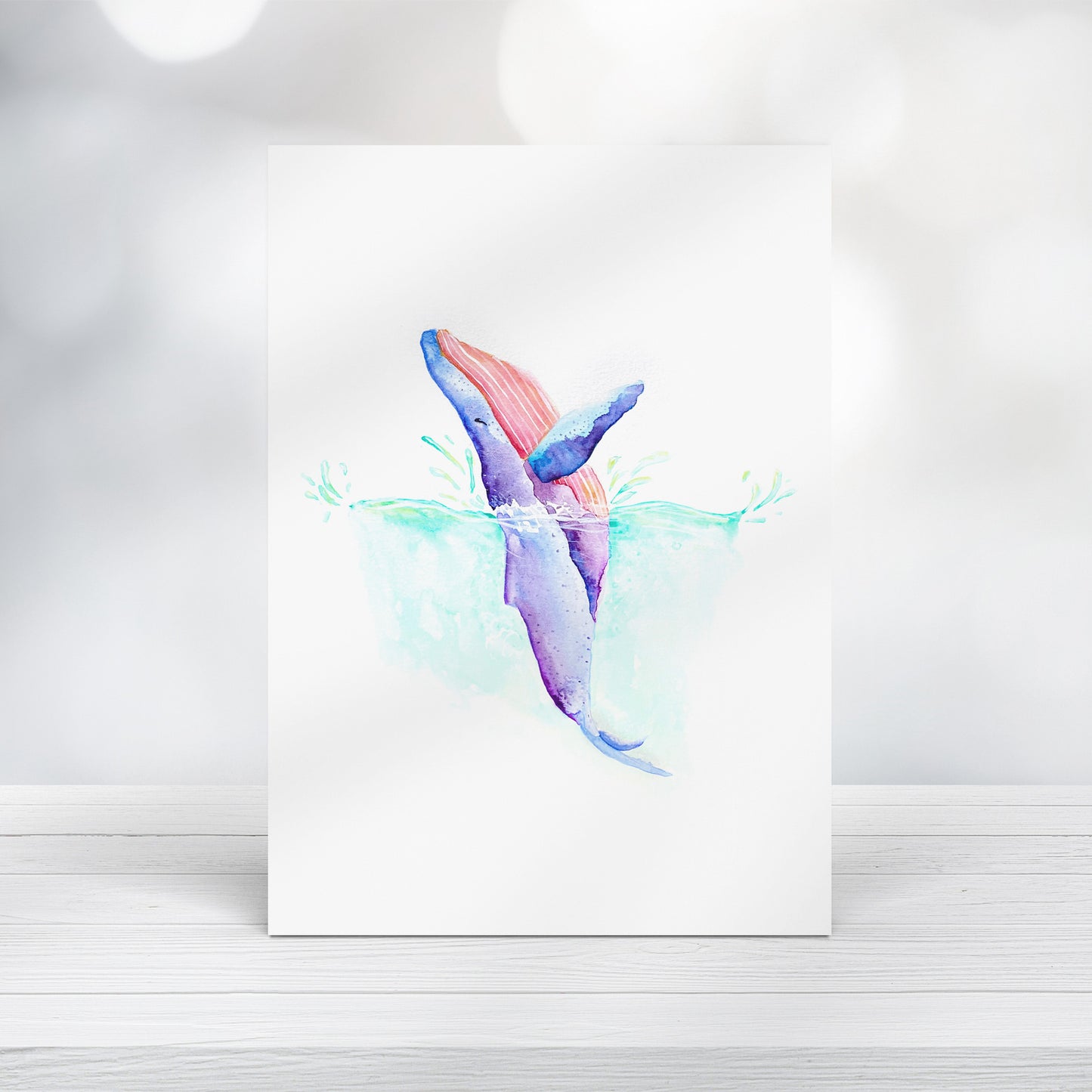 Watercolor Whale Wall Art Print