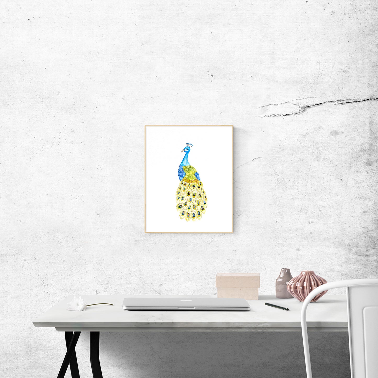 Watercolor Peacock Wall Art Print