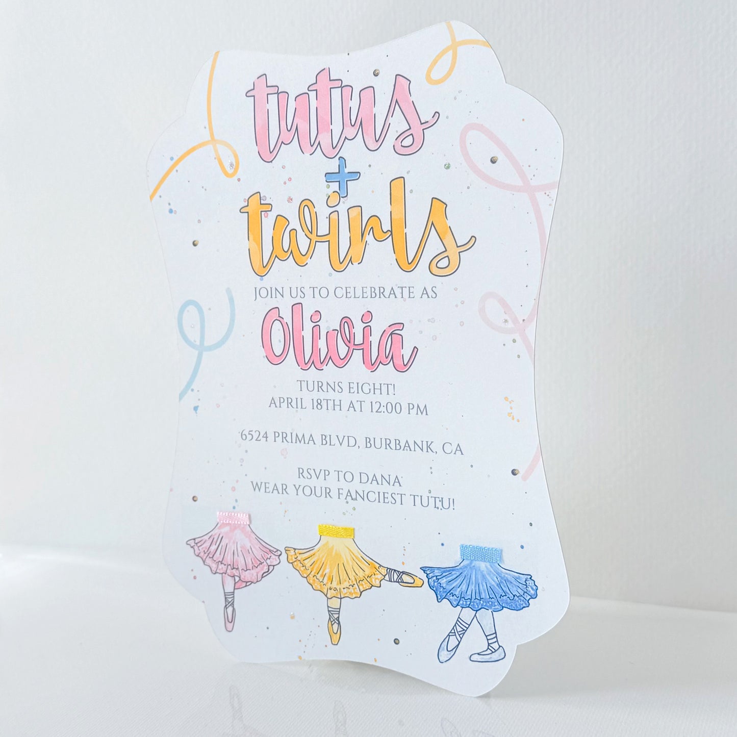 Ballerina Dance Birthday Party Invitations