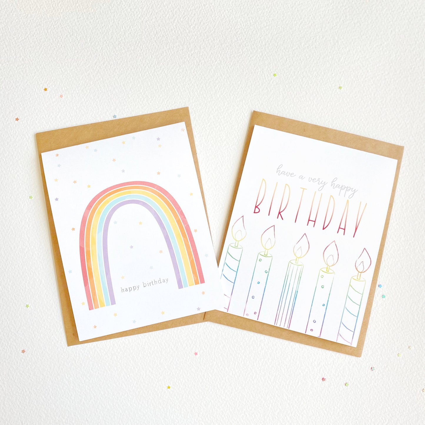 Rainbow Birthday Greeting Card Set of Four Plus Extras