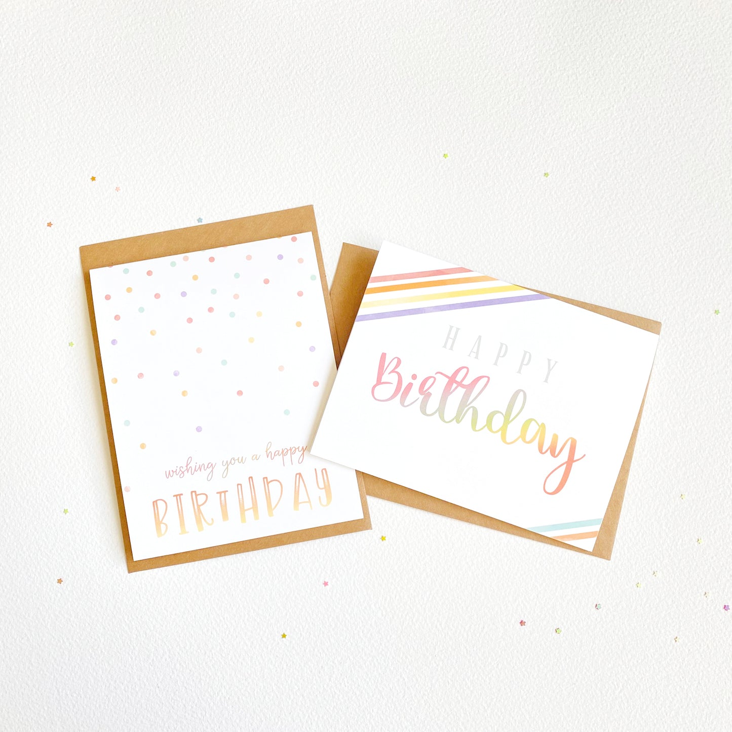 Rainbow Birthday Greeting Card Set of Four Plus Extras