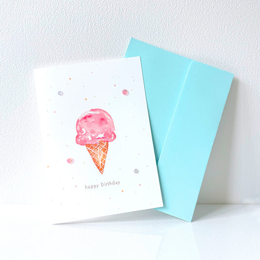 Strawberry Ice Cream Birthday Greeting Card