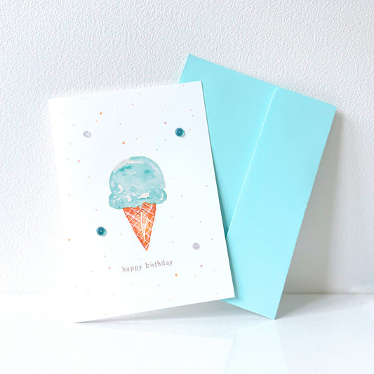 Mint Ice Cream Birthday Greeting Card
