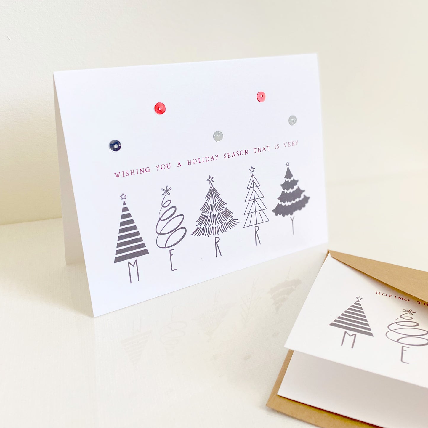 Monochrome Trees Christmas Holiday Greeting Cards