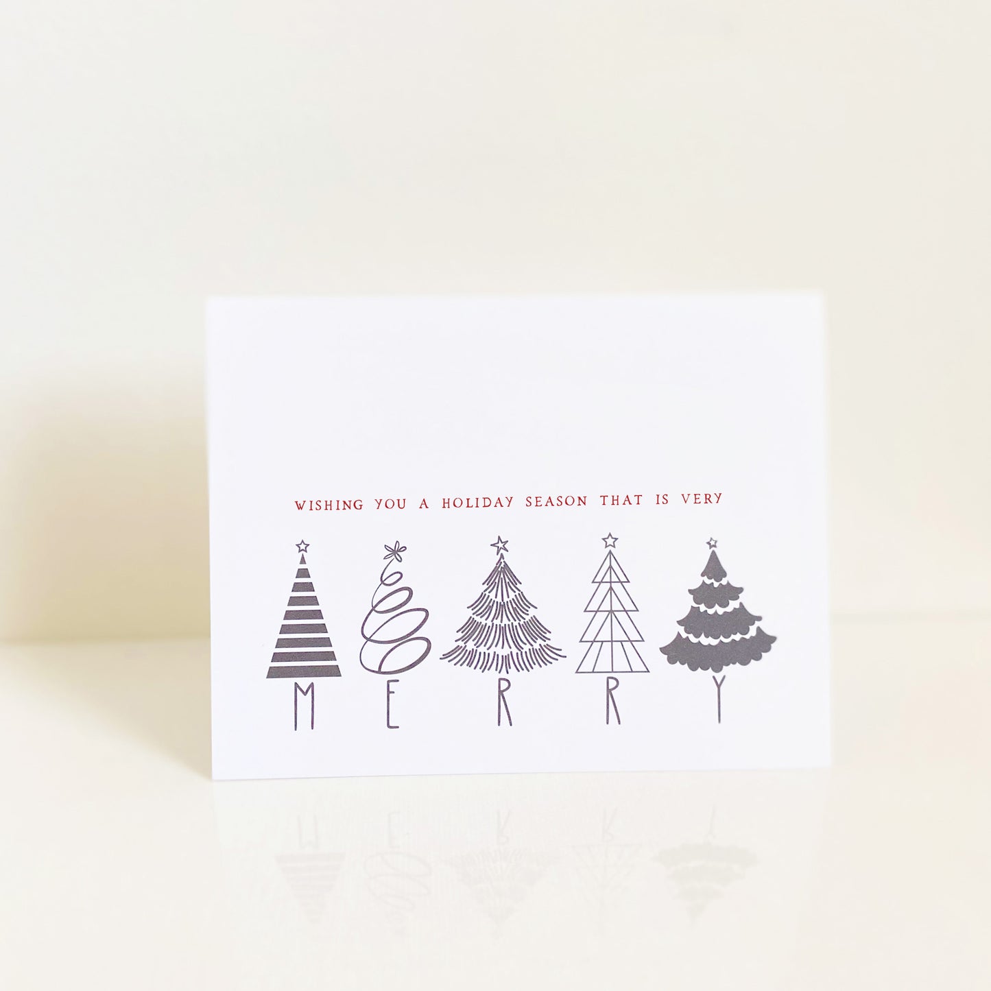 Simple Monochrome Trees Christmas Holiday Greeting Cards