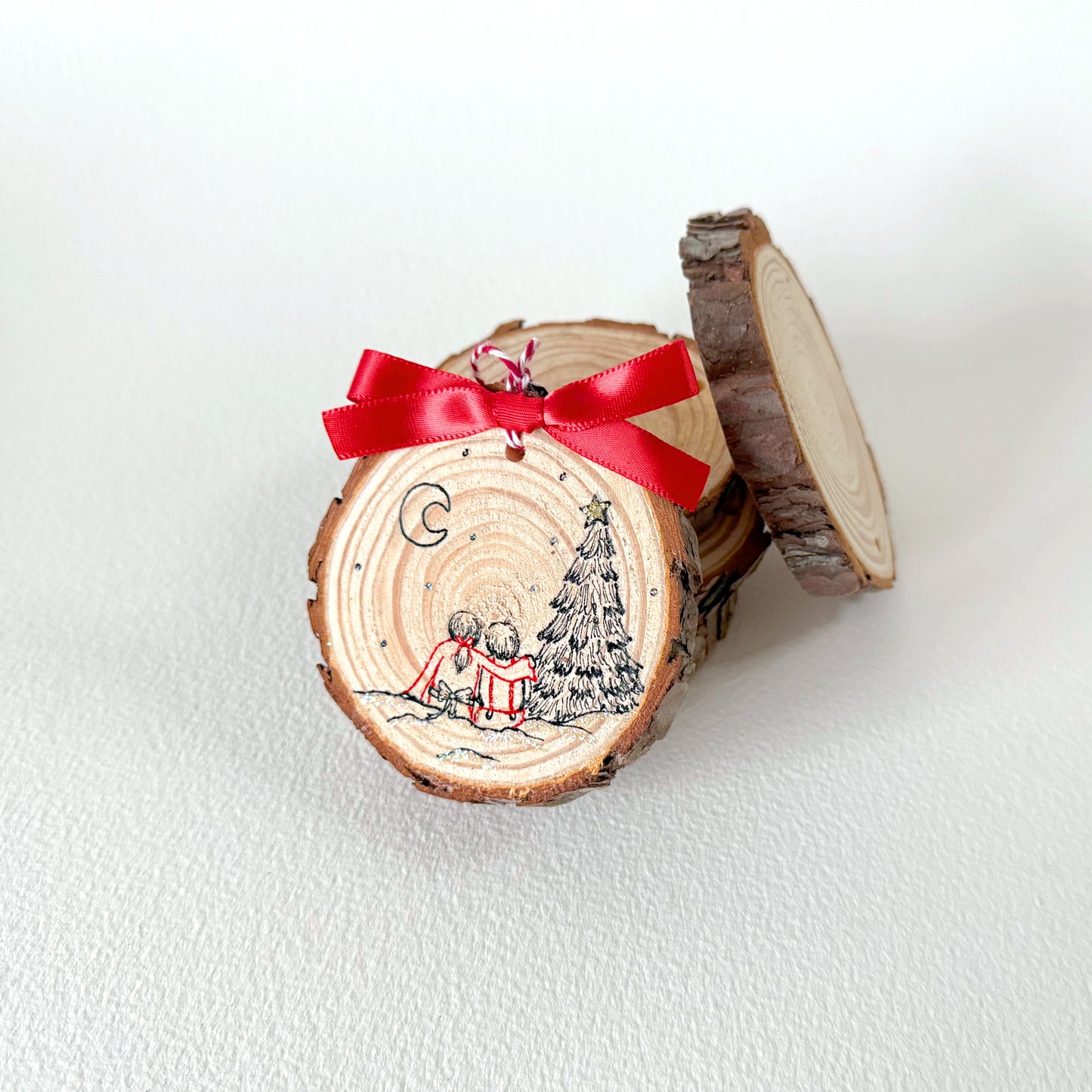 Wood Christmas Ornament: Siblings