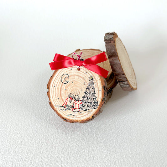 Wood Christmas Ornament: Siblings