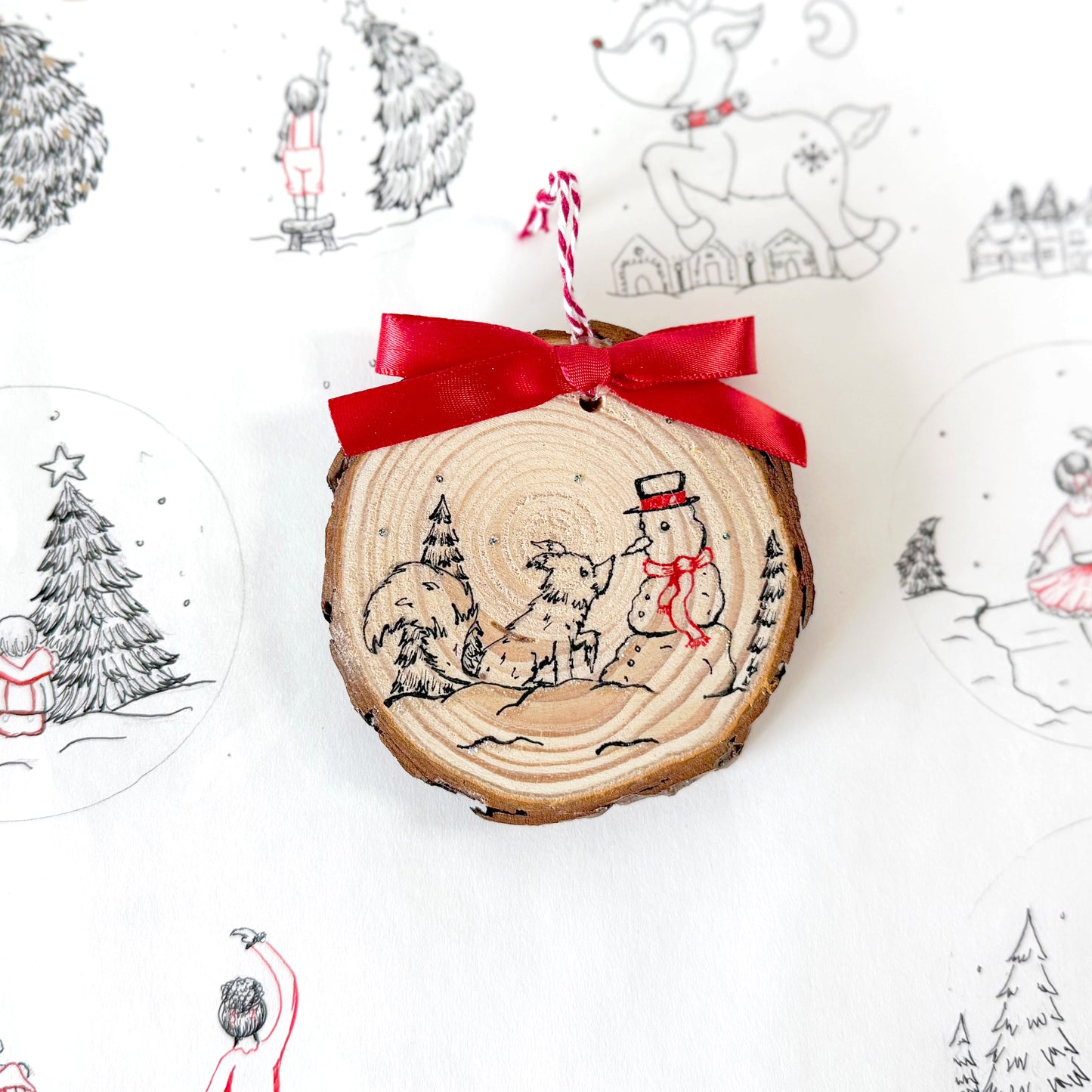 Wood Christmas Ornament: Fox