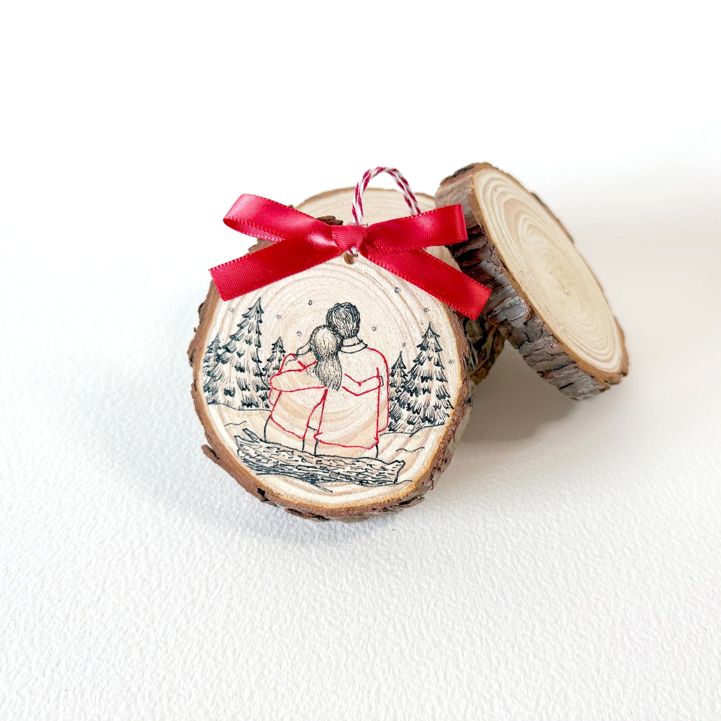 Wood Christmas Ornament: Couple