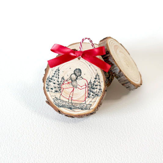 Wood Christmas Ornament: Couple