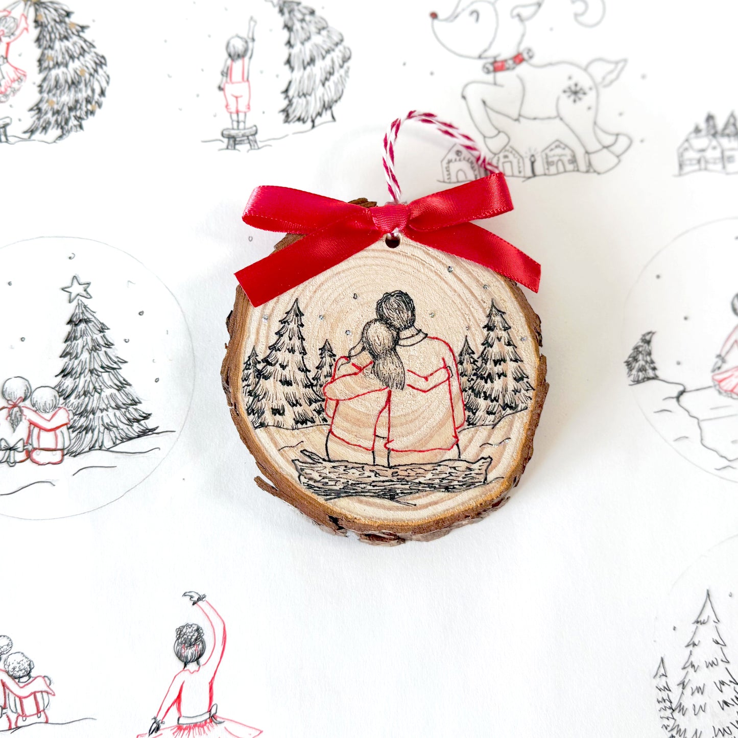 Wood Christmas Ornament: Couple