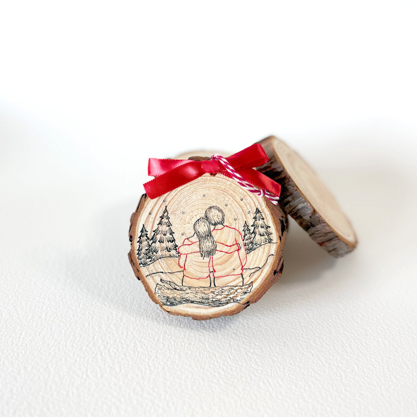 Wood Christmas Ornament: Couple II
