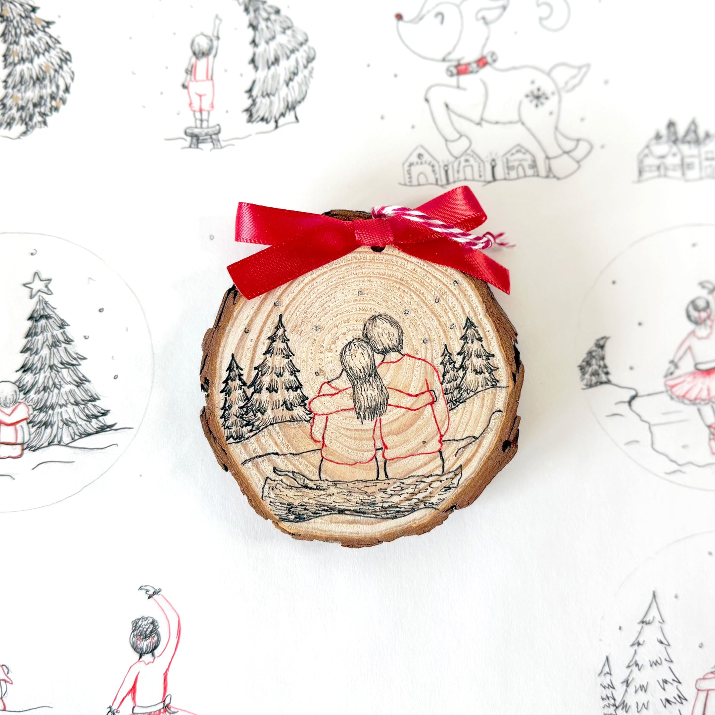 Wood Christmas Ornament: Couple II