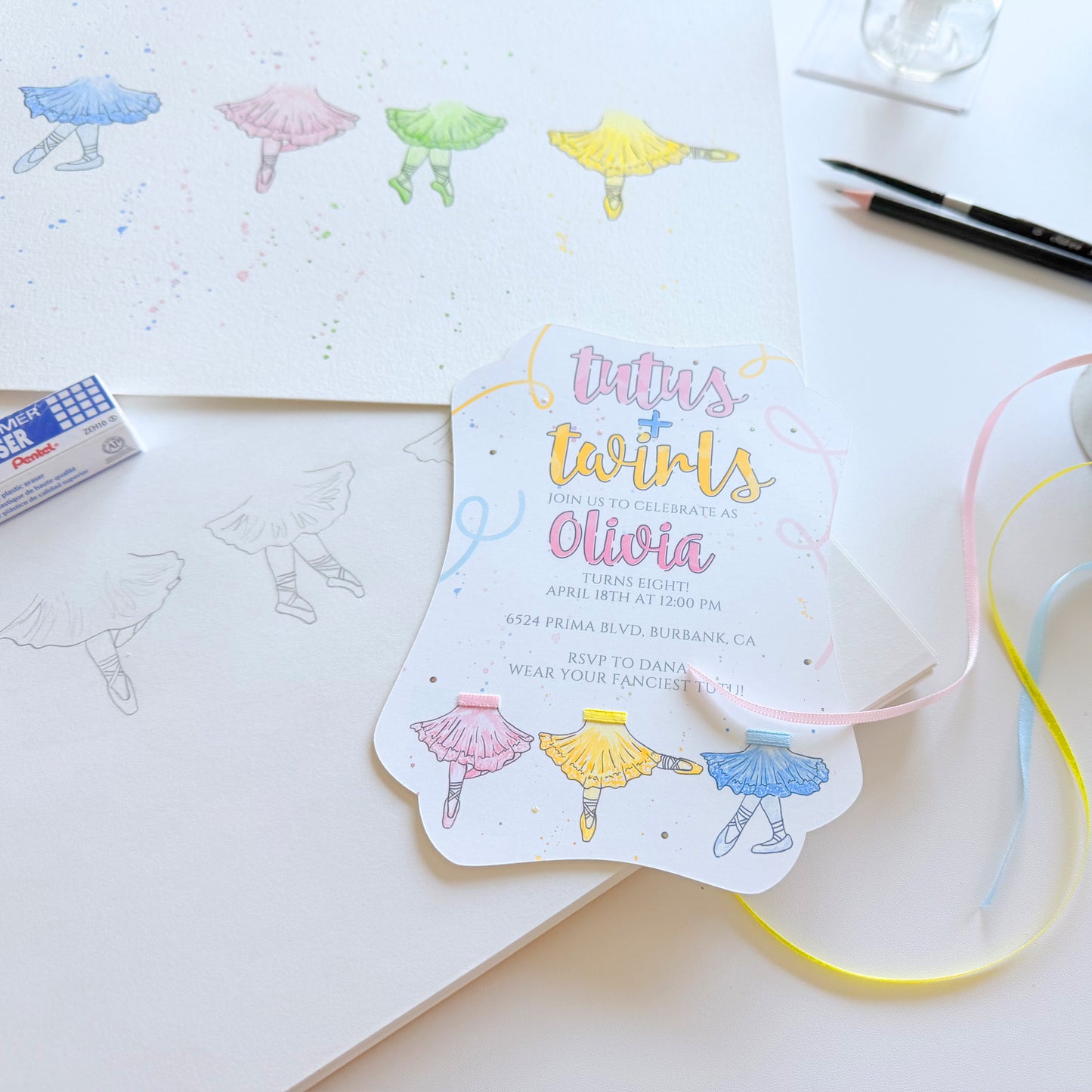 Ballerina Dance Birthday Party Invitations