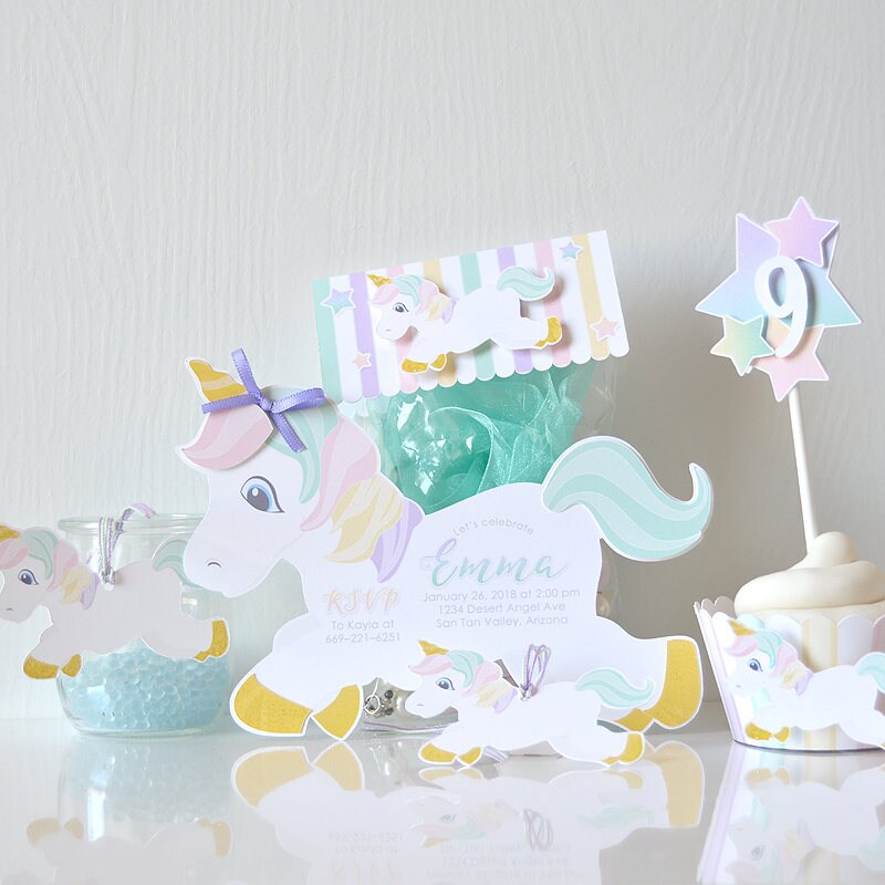 Rainbow Unicorn Birthday Party Invitation