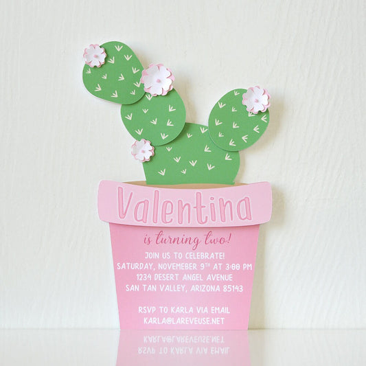 Charming Cactus Fiesta Party Invitations