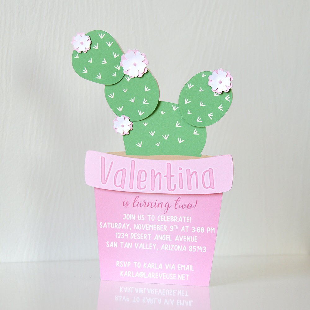 Charming Cactus Fiesta Party Invitations