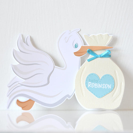 Stork Gender Reveal and Baby Shower Party Invitation