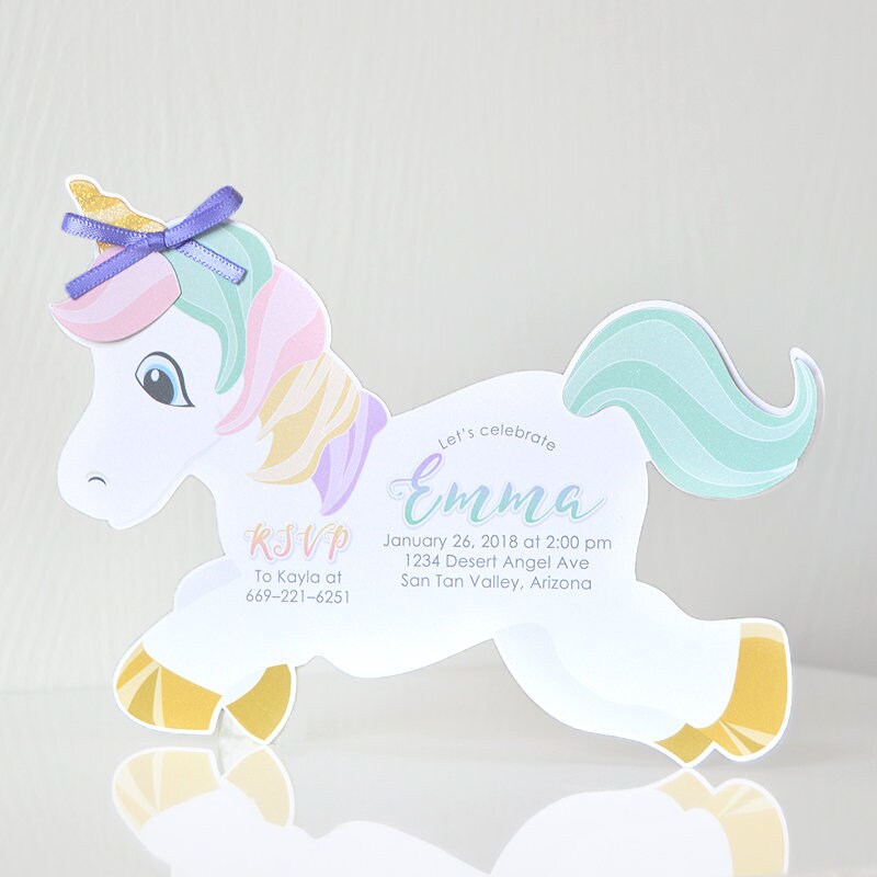 Rainbow Unicorn Birthday Party Invitation