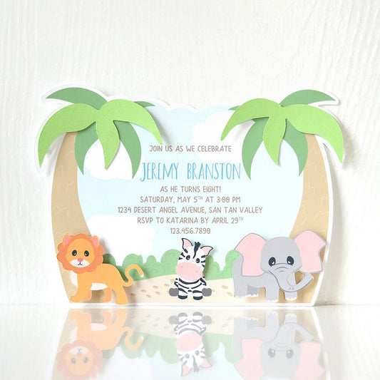 Jungle Animal Safari Party Birthday Party Invitation