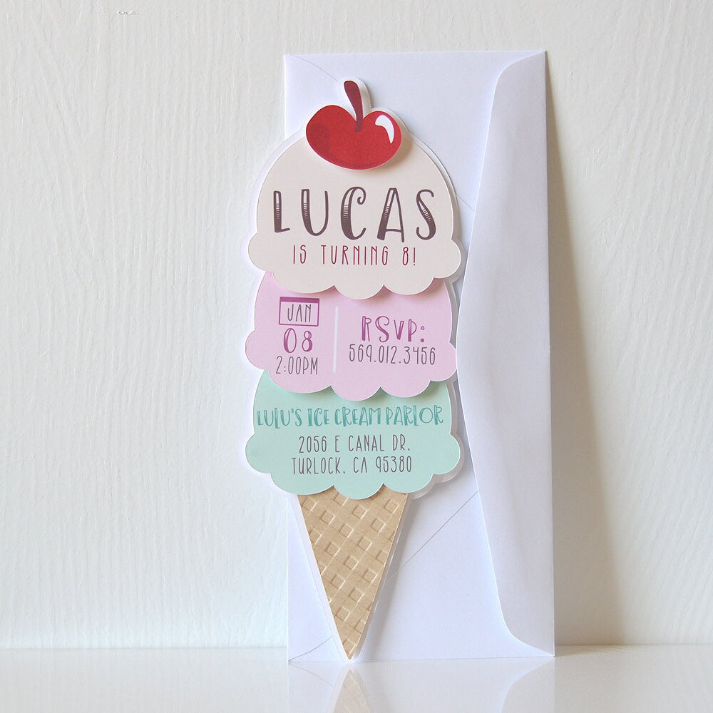 Ice Cream Cone Invitations