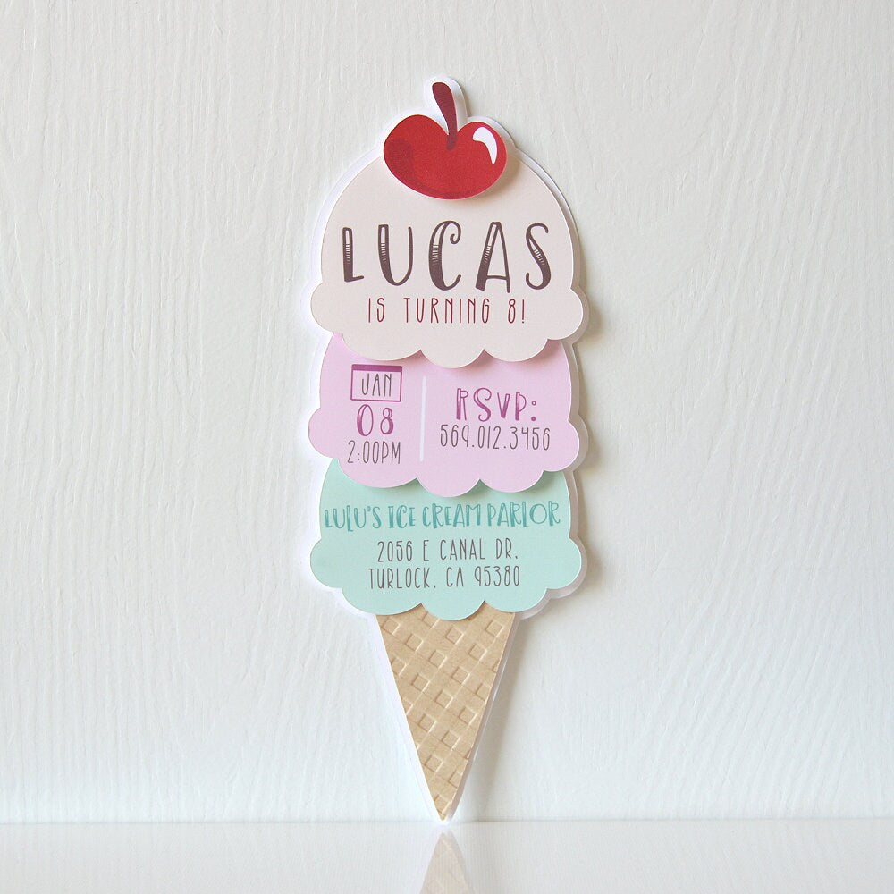 Ice Cream Cone Invitations