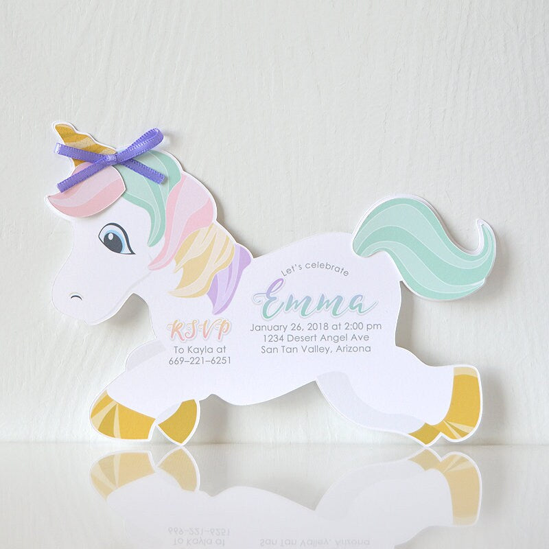 Rainbow Unicorn Birthday Party Invitation