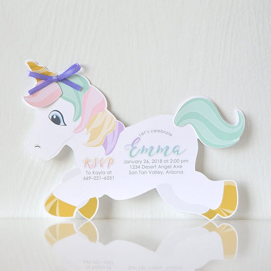 Rainbow Unicorn Birthday Party Invitation