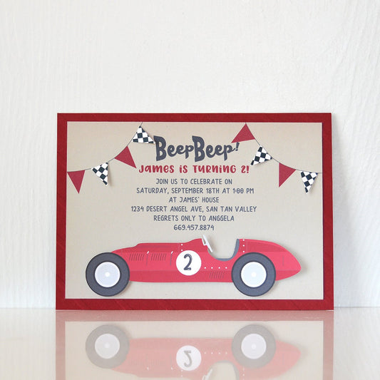 Vintage Race Car Birthday Party Invitation