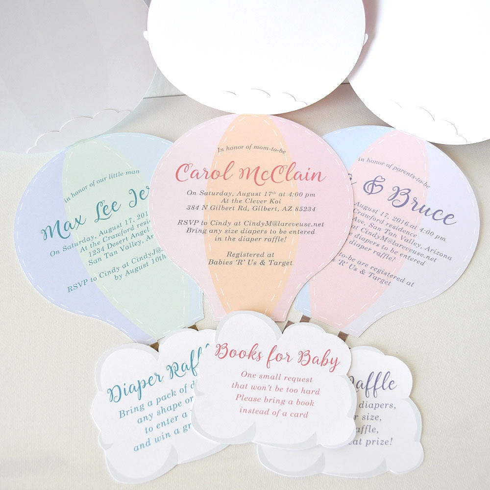 Hot Air Balloon Baby Shower Party Invitation