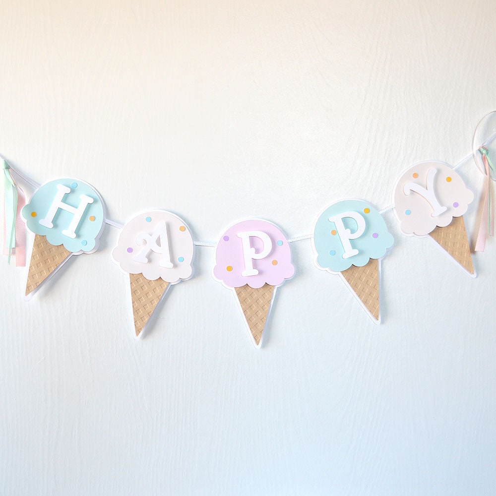 Ice Cream Birthday Party Banner