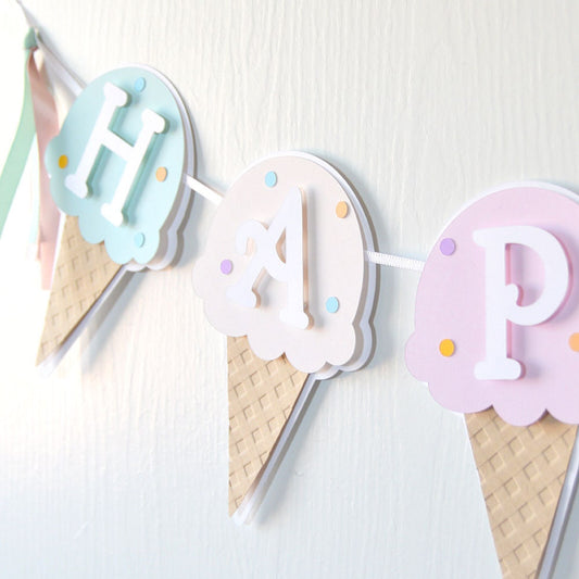 Ice Cream Birthday Party Banner