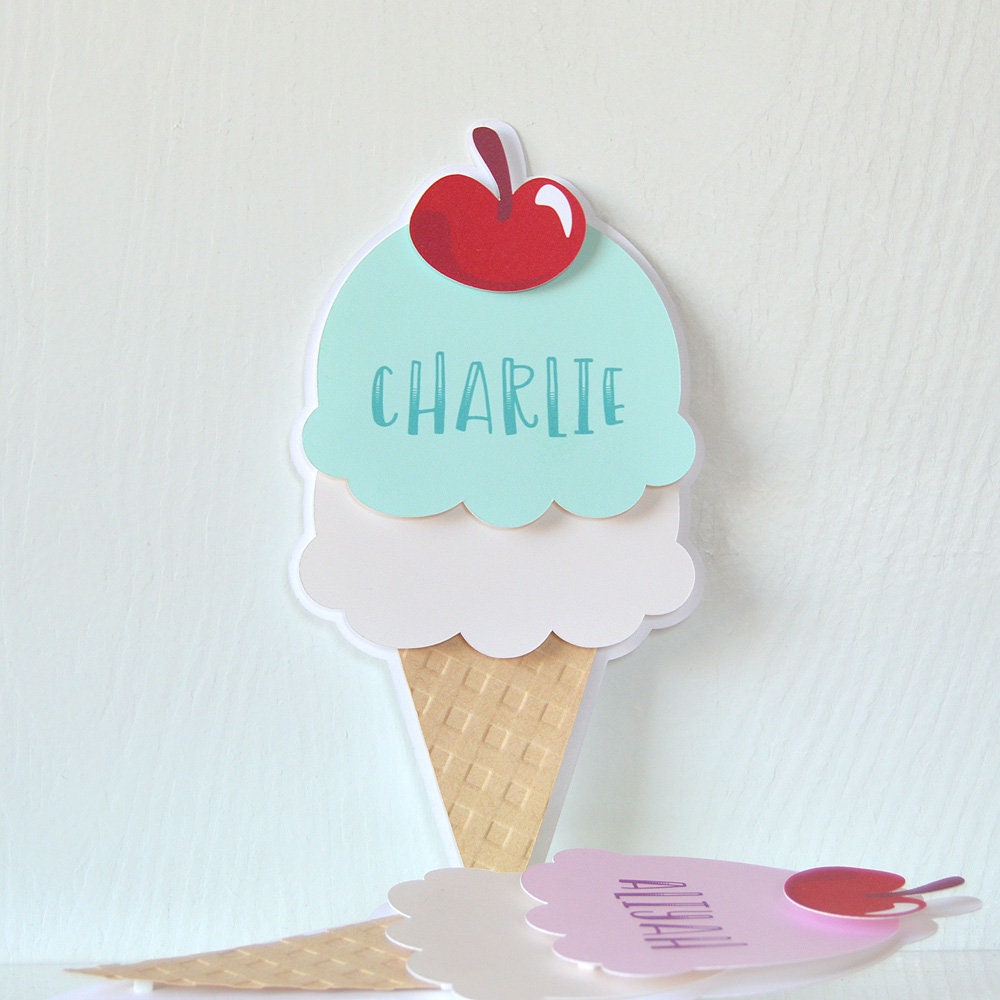 Ice Cream Cone Party Place Cards