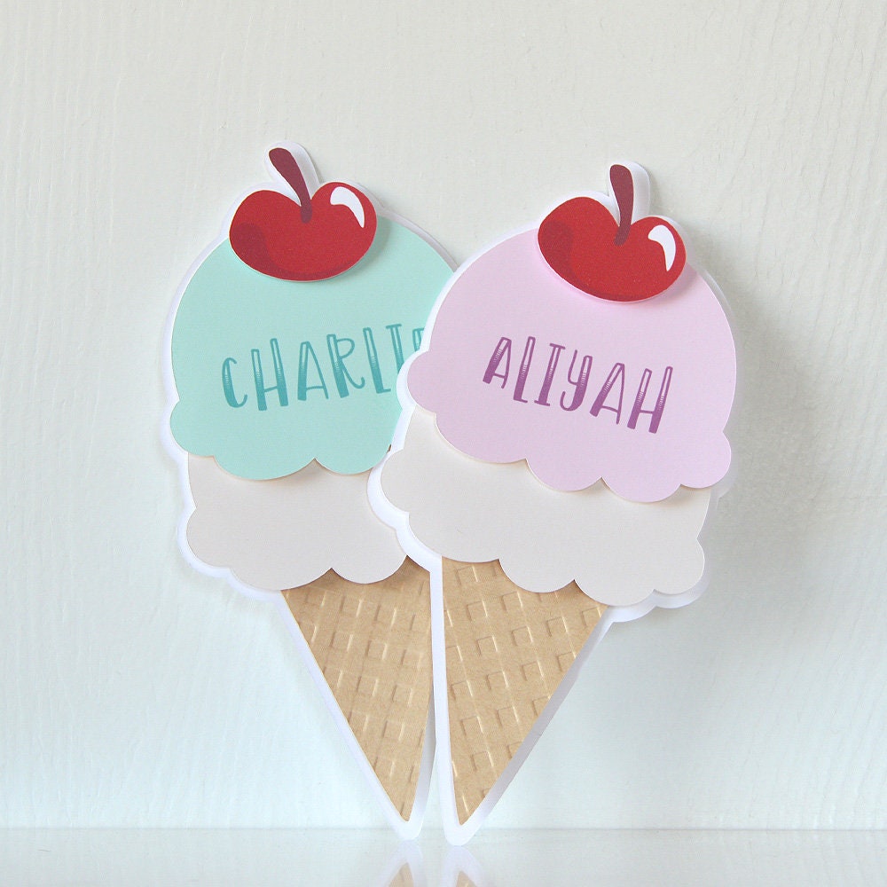 Ice Cream Cone Party Place Cards