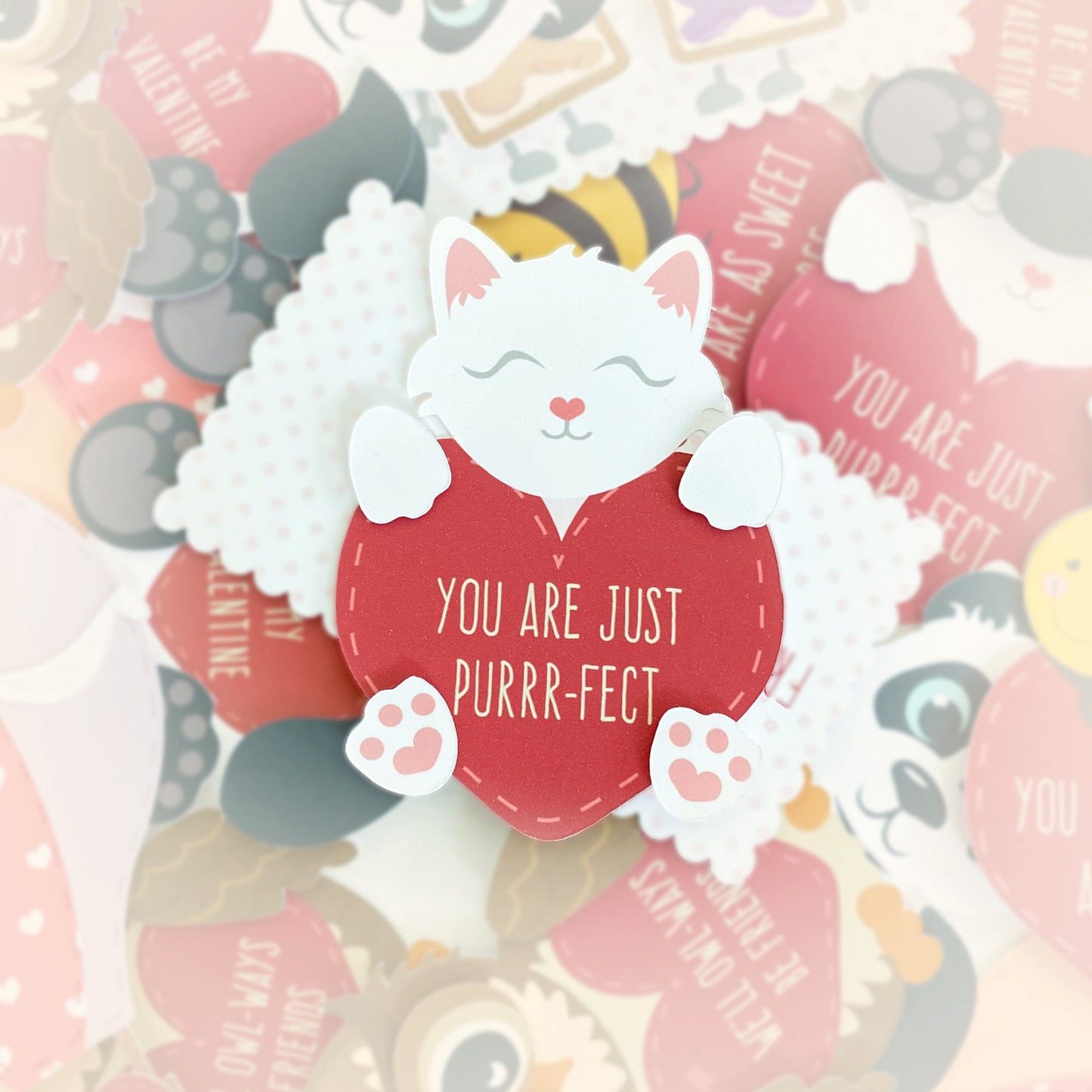 Mini Kitten Valentine's Card Set