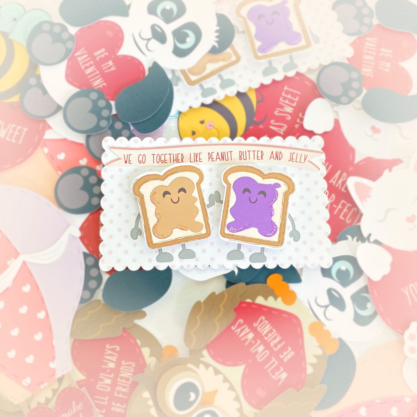 Mini Peanut Butter & Jelly Valentine Card Set