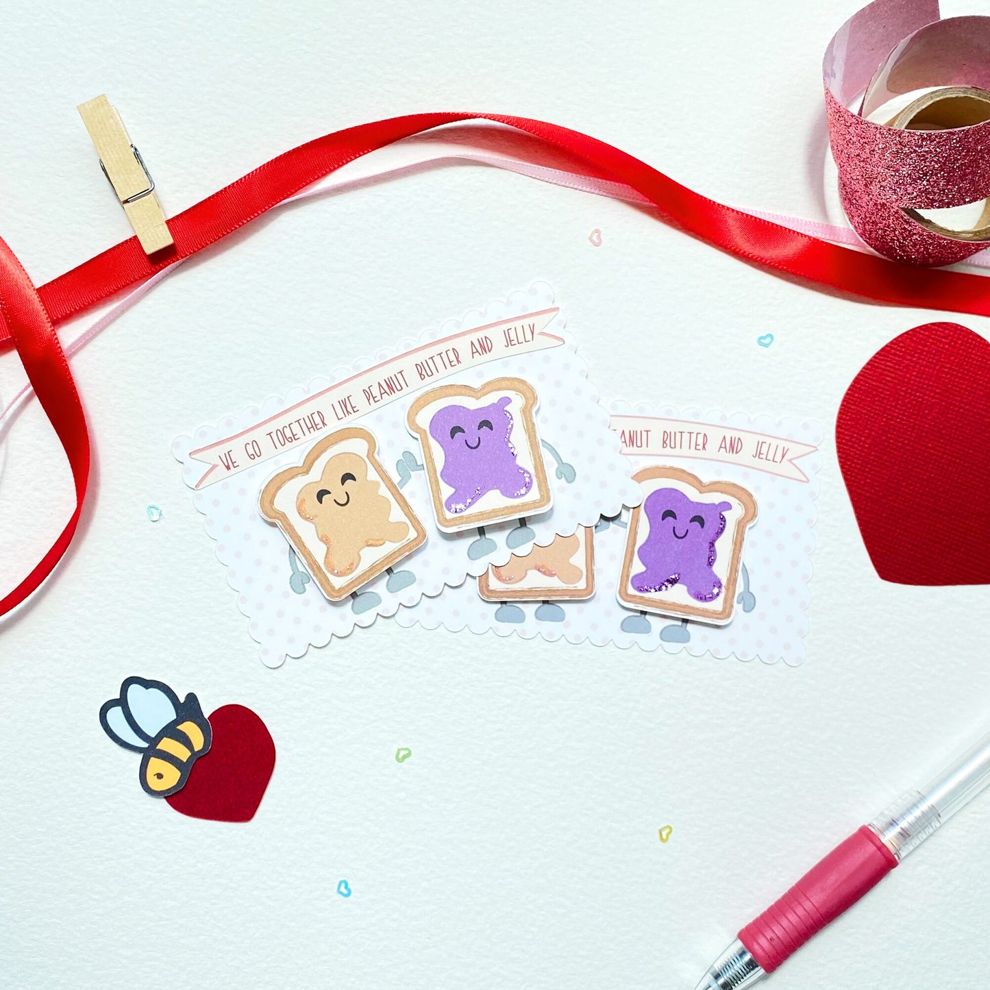 Mini Peanut Butter & Jelly Valentine Card Set