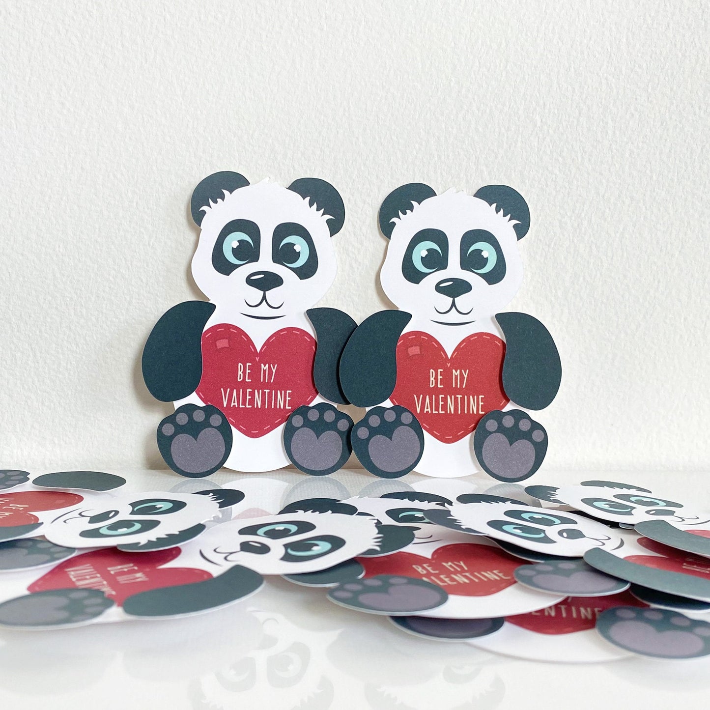 Mini Panda Valentine Card Set