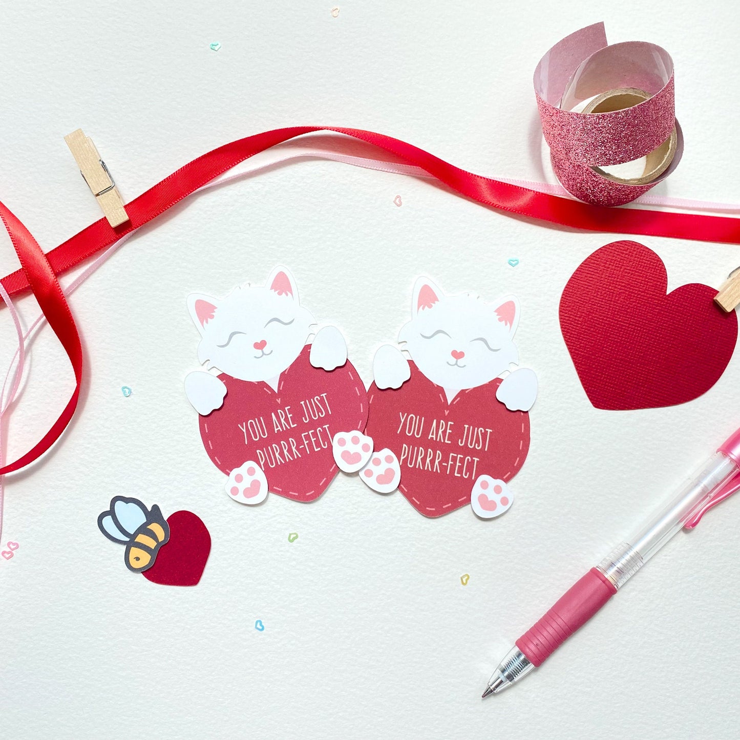 Mini Kitten Valentine's Card Set